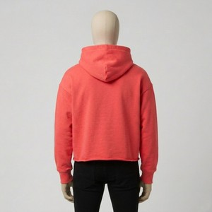 Sweat-shirt à capuche court rose corail pour homme, en molleton épais et doux, coupe oversize, style streetwear décontracté, tendance - Product Image 5