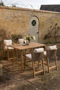 Juego de bar al aire libre de madera de acacia | Muebles de comedor de patio de 4 sillas de cuerda tejida para resorts y villas | Fabricante de Vietnam - Product Image 4