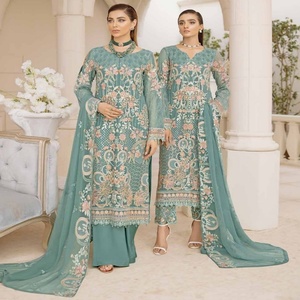 Ramsha ชุดสูทผ้าชีฟอง3ชิ้นหรูหราปักลายบั้งชุดปาร์ตี้ปากีสถานอินเดีย - Product Image 5