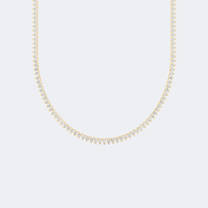 Collier tennis de luxe en or 14 carats plaqué or, serti de diamants de laboratoire de couleur E, taille brillant rond, 7,30 carats au total, certifié IGI - Product Image 4