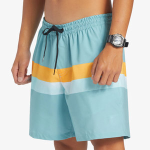 Short de bain rayé pour homme à séchage rapide avec cordon de serrage, bleu clair, orange, blanc, décontracté, longueur courte, mode estivale - Product Image 5