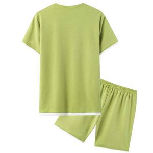 Ensemble T-shirt et short tricoté respirant en polyester/coton pour homme – Grande taille décontractée OEM - Product Image 2