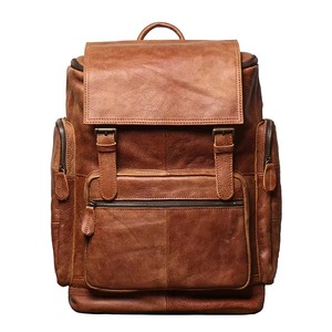 Heavy Duty <b>Waterproof</b> Genuine Leather Rucksack Vintage Anti-Theft Laptop <b>Backpack</b> for International Travel LBP-0453 - Product Image 4