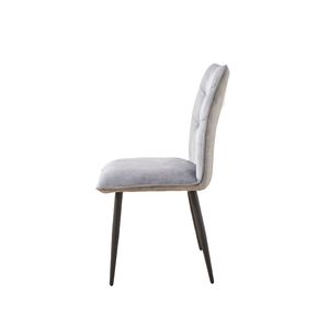 Set di sedie da pranzo moderne in 2 pezzi, sedili imbottiti in morbido velluto con struttura in ferro, colore grigio chiaro senape - Product Image 3