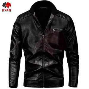 เสื้อแจ็คเก็ตหนังแท้คุณภาพสูงสำหรับผู้ชาย สีพื้น ดีไซน์ทันสมัย รับผลิตแบบ OEM ODM ขายส่ง - Product Image 1