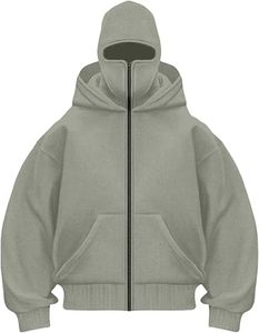 Personalized <b>Men</b> Double Balaclava Zip Hoodie Polyester Cotton Casual Jacket With Attached <b>Face</b> <b>Mask</b> Hood And Relaxed Streetwear - Product Image 5