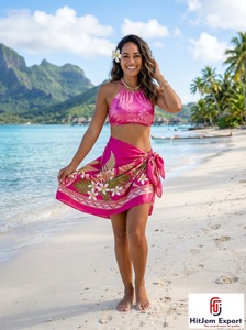 Sarong Polynésien Hawaïen Paréo Floral Léger Tissu de Plage Tropique Couverture Estivale Vêtement Tissé Personnalisé OEM ODM pour Garçons - Product Image 2