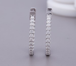 Pendientes de Aro con Diamantes Cultivados en Laboratorio, Corte Redondo, Certificados por IGI, Plata de Ley 925, Baño de Rodio, Regalo de Lujo para Bodas y Fiestas - Product Image 2