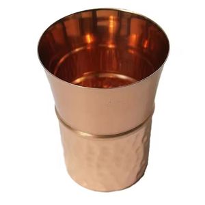 Polished and Hammered Copper Tumbler Eco Friendly Rustic <b>Drinkware</b> for Water Juice Cocktail Home Kitchen Bar Use - Product Image 1