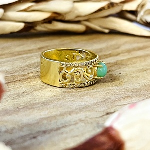 Trendy Turquoise <b>Rings</b> Boho Brass Band Jewelry Women 18k Gold Plated Filigree Scroll Ethnic <b>Statement</b> <b>Ring</b> for Wholesale/OEM/ODM - Product Image 6