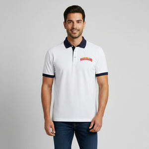 Chemises polo pour hommes en tissu de coton tendance, vêtements d'été, impression par transfert thermique personnalisée, séchage rapide, style boutonné, streetwear - Product Image 1