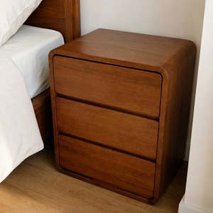 Modern Wood Bedside Table Minimalist Bedroom Nightstand Luxury Curved Design <b>Small</b> Storage Chest of <b>Drawers</b> Wholesale Cabinet - Product Image 1