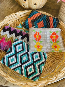 Guatemalan Colorful Beads Coin Purse with Embroidery / Mayan Artisan Made Customizable <b>Mini</b> <b>Pouch</b> Bag Needlework - Product Image 5