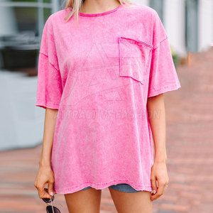 Camiseta Clásica Informal para Mujer, Lavado Ácido, Mezcla de Algodón Suave, Estilo Cómodo - Product Image 4
