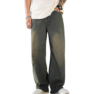 Pantalones Vaqueros Rectos Oversize Vintage de Moda Urbana para Hombre, Ajuste Holgado, Denim Lavado, Estilo Urbano, Lavables - Product Image 1