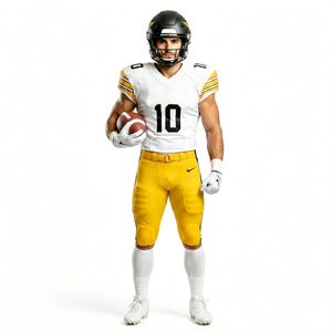 White American Football Jersey with Yellow Pant <b>Top</b> Trending American Football Uniform Set High Quality at Factory Sale Rate - Product Image 6