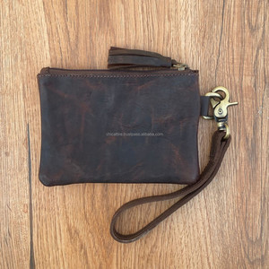 Pochette bracelet en cuir de vachette véritable de qualité supérieure Designer à la mode luxe RFID téléphone porte-monnaie gravé au Laser fermeture éclair - Product Image 6