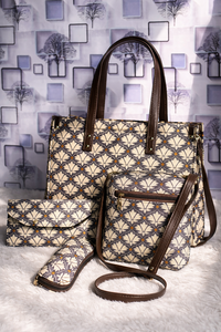 Conjunto de bolsos de mano para mujer con estampado floral de lujo – Colección de 4 piezas: bolso tote y bandolera Características: Ligero, gran capacidad - Product Image 2