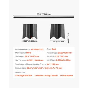 Listelli di Privacy in HDPE con Chiusura a Catena sul Fondo, Altezza 6 Piedi, per Recinzioni Verticali - Product Image 3