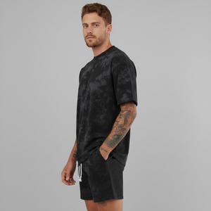 Ensemble d'été pour homme, doux et confortable, deux pièces, effet délavé, t-shirt et short assortis, idéal pour le fitness, la plage et les vacances - Product Image 3