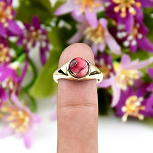 Bague élégante en argent 925 plaqué or 18 carats avec pierre précieuse turquoise Mohave et rose rouge, fabrication artisanale, bijou raffiné, cadeau pour femme - Product Image 3