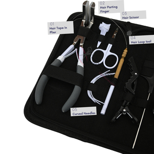 White Tape In and Micro Link Hair Extension Tool Bundle with Pressing <b>Plier</b> Wig Threads Big Clips Parting Finger Scissor Comb - Product Image 3