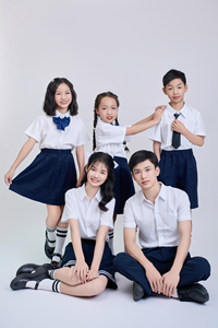 Polyester Middle School Vietnamese FMF Student <b>White</b> <b>Long</b> <b>Sleeve</b> <b>Shirt</b> Secondary Boys & Girls - Product Image 5