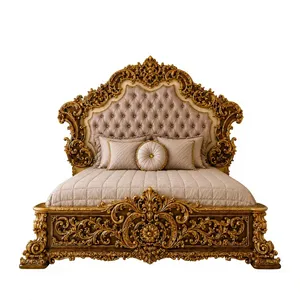 Royal Aurelia Palace Bedroom Collection Imperial <b>Crown</b> Baroque Bedroom Set <b>King</b> Size Bed with Side Table and Dresser USA - Product Image 2