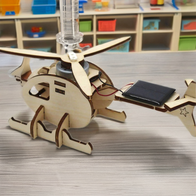 DEYI DIY Solar System Toy School Science Projects Wooden Educational Assembling Electric Vehicle Airplane-for 5 7 Years