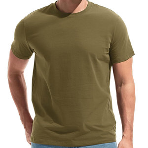 T-shirt personnalisé pour homme en coton 100% vert olive, col rond, manches courtes, haut d'été |   Coupe classique, écologique et respirant - Product Image 1