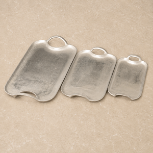 Juego de Bandejas de Servir de Aluminio de Lujo con Acabado Texturizado, Diseño Decorativo con Acentos de Hojas, Elegante Plato Rectangular para Decoración del Hogar - Product Image 4