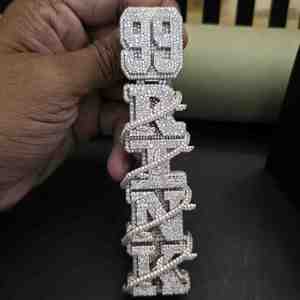 Elegante Colgante Personalizado con Letra y Diamantes de Moissanita, Número 99, de Acero Inoxidable, Joyería Exclusiva, Colgante de Moda - Product Image 2