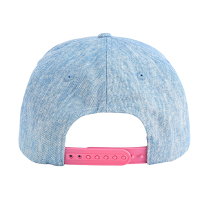 AKA <b>Light</b> Denim Snapback <b>Hat</b> <b>Light</b> Blue Adjustable Denim Baseball Cap with Pink Embroidered Letters Casual Outdoor Cap for Women - Product Image 6