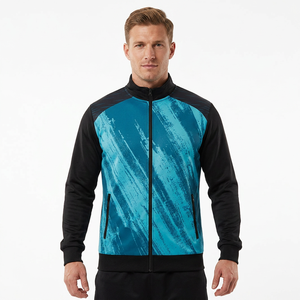 Custom Sublimation Fleece <b>Jacket</b> Zip Up Track <b>Jacket</b> Geometric Print Winter Outerwear for <b>Men</b> and Women - Product Image 5