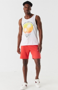 Camiseta sin mangas blanca para hombre con estampado, cuello redondo, informal, para verano, transpirable, de algodón tejido, ajustada - Product Image 1