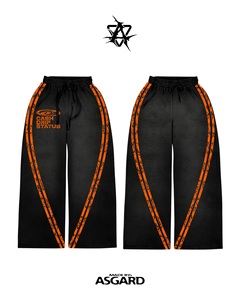 Ensemble haut court à manches superposées et pantalon large noir et orange, style Cash Drip Status |   Ensemble streetwear oversize assorti, fabrication OEM, marque privée - Product Image 4