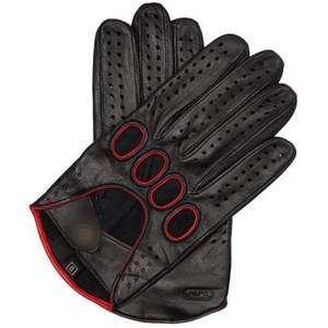 Guantes de Conducción sin Dedos de Cuero Negro Premium de Alta Calidad con Detalles Rojos y Protección Acolchada en los Nudillos - Product Image 3