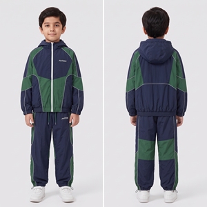 Ensemble de vêtements de sport pour garçons, anti-boulochage, avec passepoil contrastant, vente en gros directe usine - Product Image 4