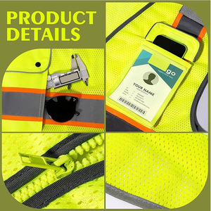 High Visibility Polyester Safety Vest with Neon Fabric for <b>Outdoor</b> Workers <b>Runners</b> Traffic Staff - Product Image 5