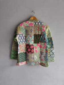 Quilted <b>Patchwork</b> <b>Jacket</b> Women's Mandarin Collar Full Sleeve Cotton Autumn Style Regular Length Buttons Closure gift for her - Product Image 6