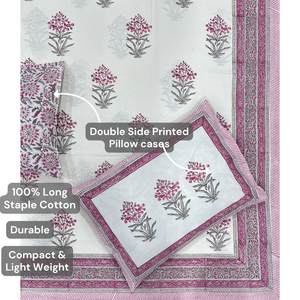 Juego de Sábanas King Size 100% Algodón Jaipur, Diseño Floral Clásico Estampado con Pigmentos, 200 Hilos, 3 Piezas, Duradero, Ecológico, Lavable a Máquina - Product Image 4