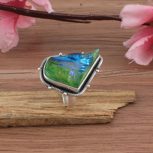 Wholesale Sparkling Green Druzy Wedding <b>Ring</b> 925 Sterling <b>Silver</b> Classic <b>Statement</b> Jewelry for Women Factory Price - Product Image 2