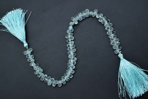 100% Natural Arrival <b>Aquamarine</b> Faceted Drops Shape Beads Briolette Teardrops for Jewelry Making 5x8mm 8 Inches - Product Image 5