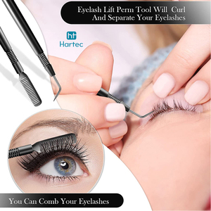 Nouveauté : Séparateur de cils et outil à crochet en acier inoxydable noir, 2 pièces, outils de lifting des cils de qualité professionnelle pour salon - Product Image 3
