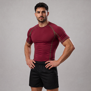 Rashguard respirant à manches courtes pour hommes, imprimé par sublimation, personnalisé, OEM, de haute qualité, pour l'entraînement au BJJ, au MMA et au grappling - Product Image 1