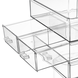 Boîte de rangement cosmétique empilable minimaliste en plastique PE transparent brillant HALO, boîte de rangement carrée pour maquillage, présentoir de comptoir - Product Image 5
