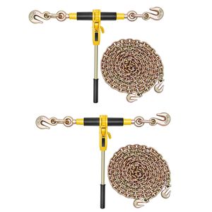 Set di Cinghie a Cricchetto con Carico di Lavoro di 8000 Libbre, Catene G80 da 5/16 X 14 Piedi, Tendicatene a Cricchetto per Fissaggio Sicuro - Product Image 1