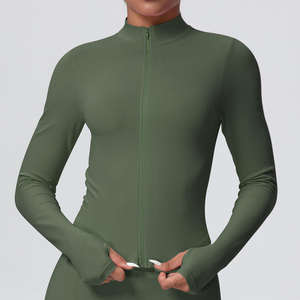 Custom Logo Lightweight Breathable Plus Size Athletic Fitness <b>Yoga</b> Top Long Sleeve Zipped <b>Jacket</b> Women Four-Way Stretch Sports - Product Image 3