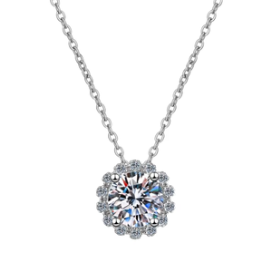 Round Brilliant Cut Moissanite Pendant <b>Necklace</b> for Women 925 <b>Sterling</b> <b>Silver</b> Dazzling Wedding Bridal Jewelry - Product Image 5