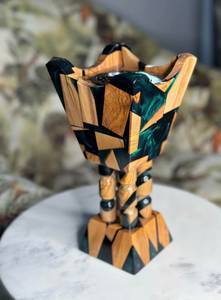 FAIZA CRAFT Brûleur de Bakhoor artisanal en bois naturel et résine époxy, en forme de cône traditionnel, pour encens au charbon et encens au bois de santal - Product Image 6